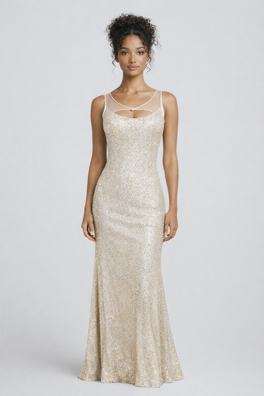 PORTOFINO GOWN — Sequin Backless Slip Dress
