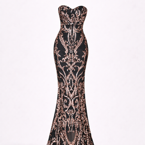 BAROQUE GOWN — Strapless Sequin Embroidered Mermaid Dress