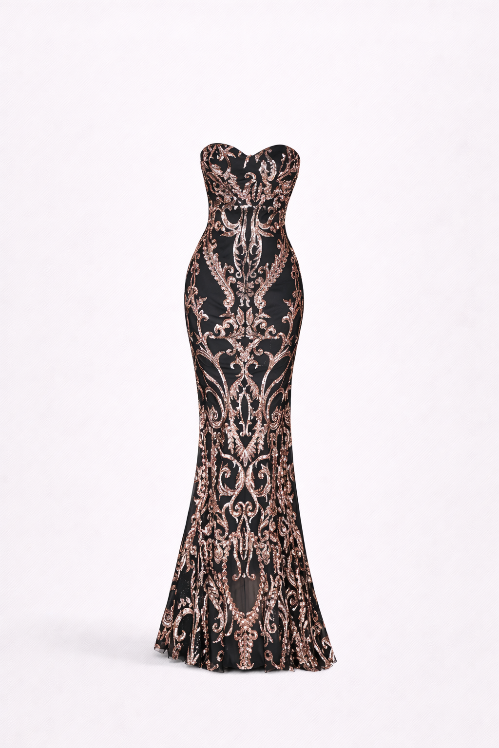 BAROQUE GOWN — Strapless Sequin Embroidered Mermaid Dress