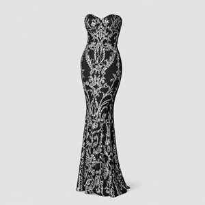 BAROQUE GOWN — Strapless Sequin Embroidered Mermaid Dress
