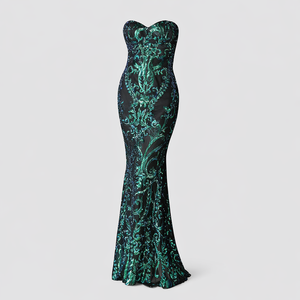 BAROQUE GOWN — Strapless Sequin Embroidered Mermaid Dress
