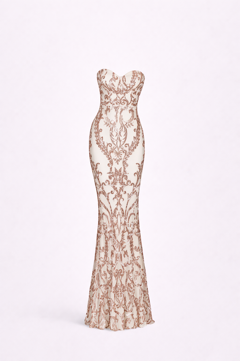 BAROQUE GOWN — Strapless Sequin Embroidered Mermaid Dress