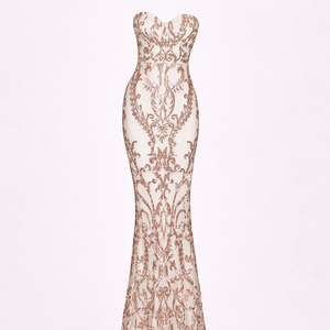BAROQUE GOWN — Strapless Sequin Embroidered Mermaid Dress