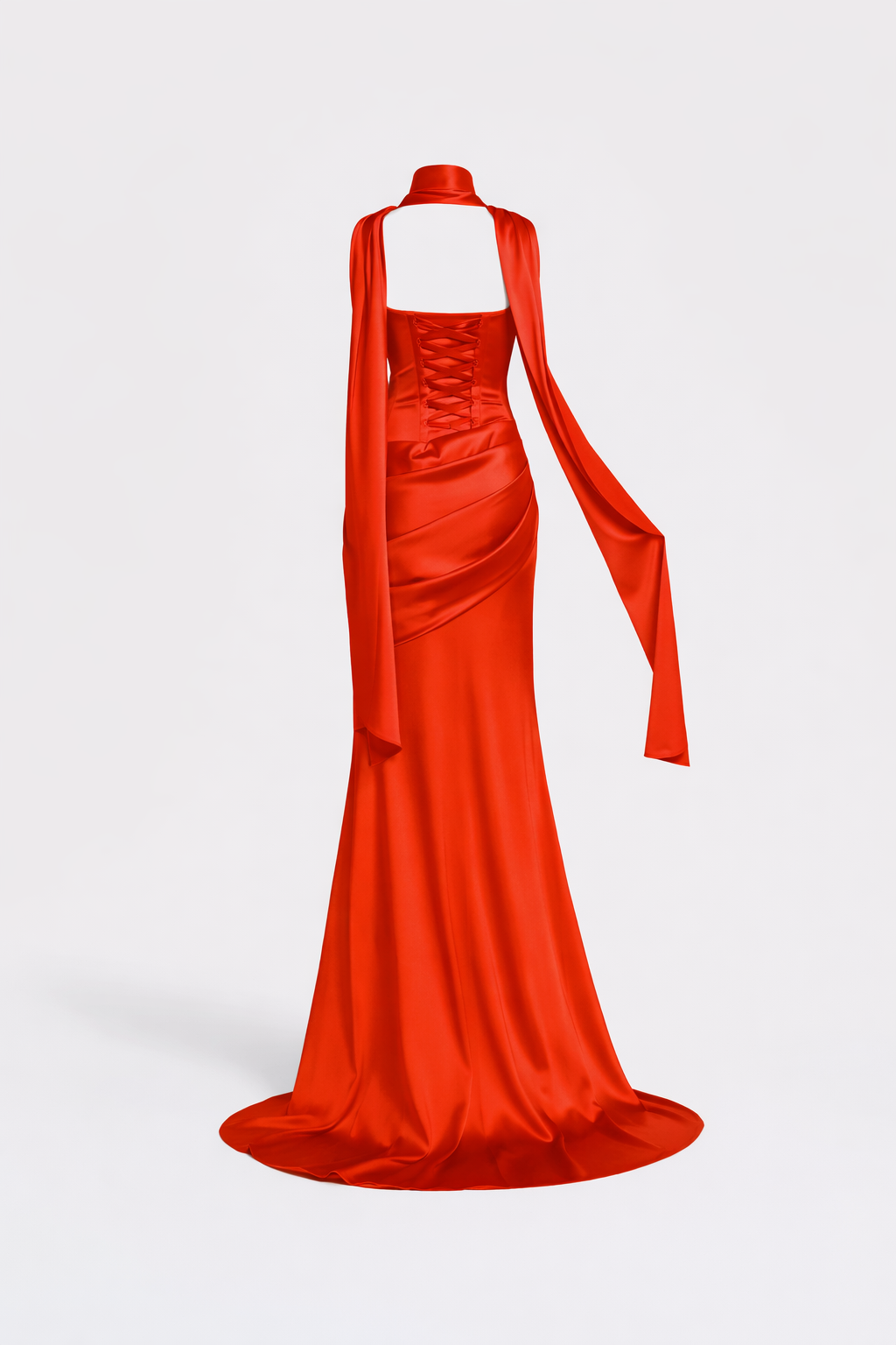 AZURA GOWN — Strapless Satin Mermaid with Flowing Tie