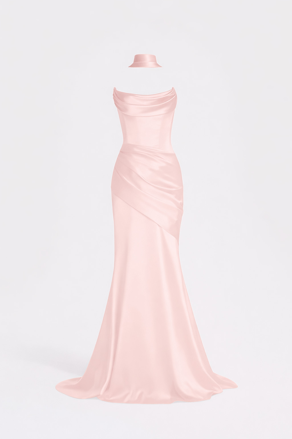 AZURA GOWN — Strapless Satin Mermaid with Flowing Tie