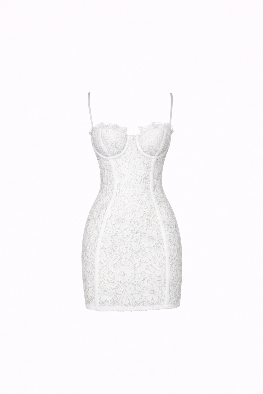 Lola Mini— Eyelash Lace Corset Dress with Spaghetti Straps