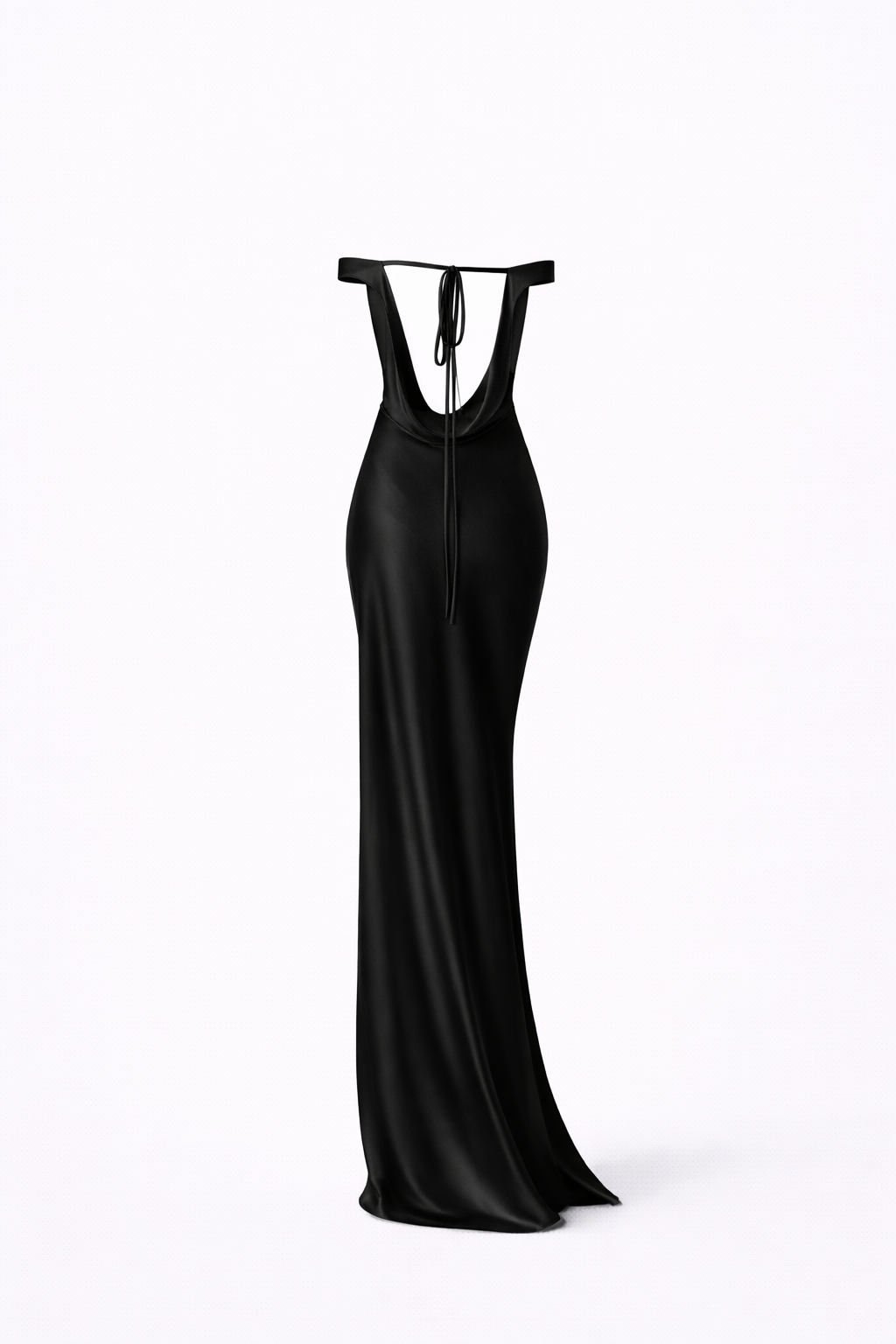 THE SOMERSET GOWN — Off-Shoulder Draped Satin Maxi with Open Back