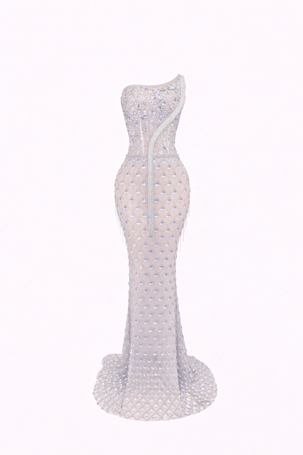 Dimond Gown — Crystal-Encrusted Sheer Mermaid Dress