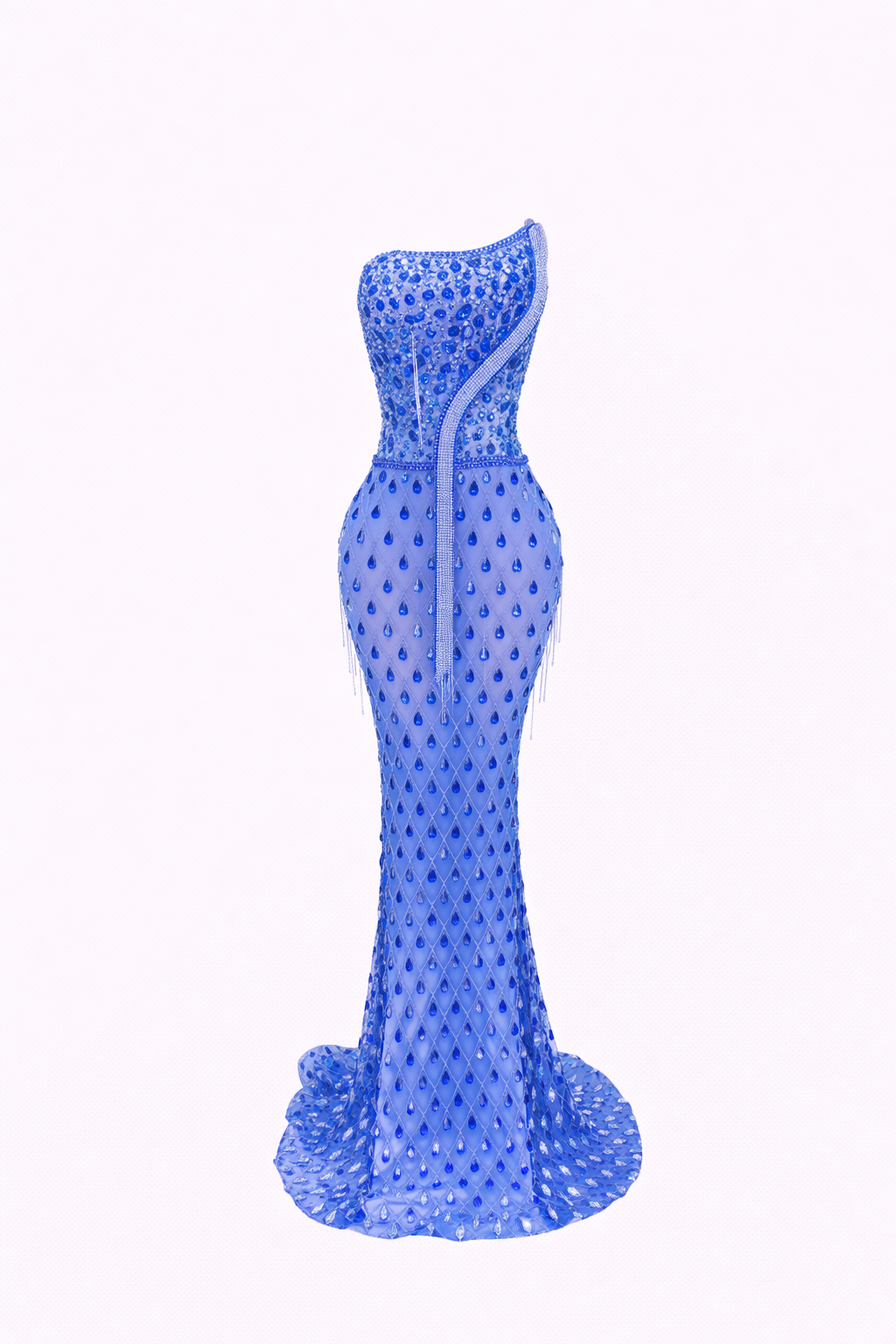 Dimond Gown — Crystal-Encrusted Sheer Mermaid Dress