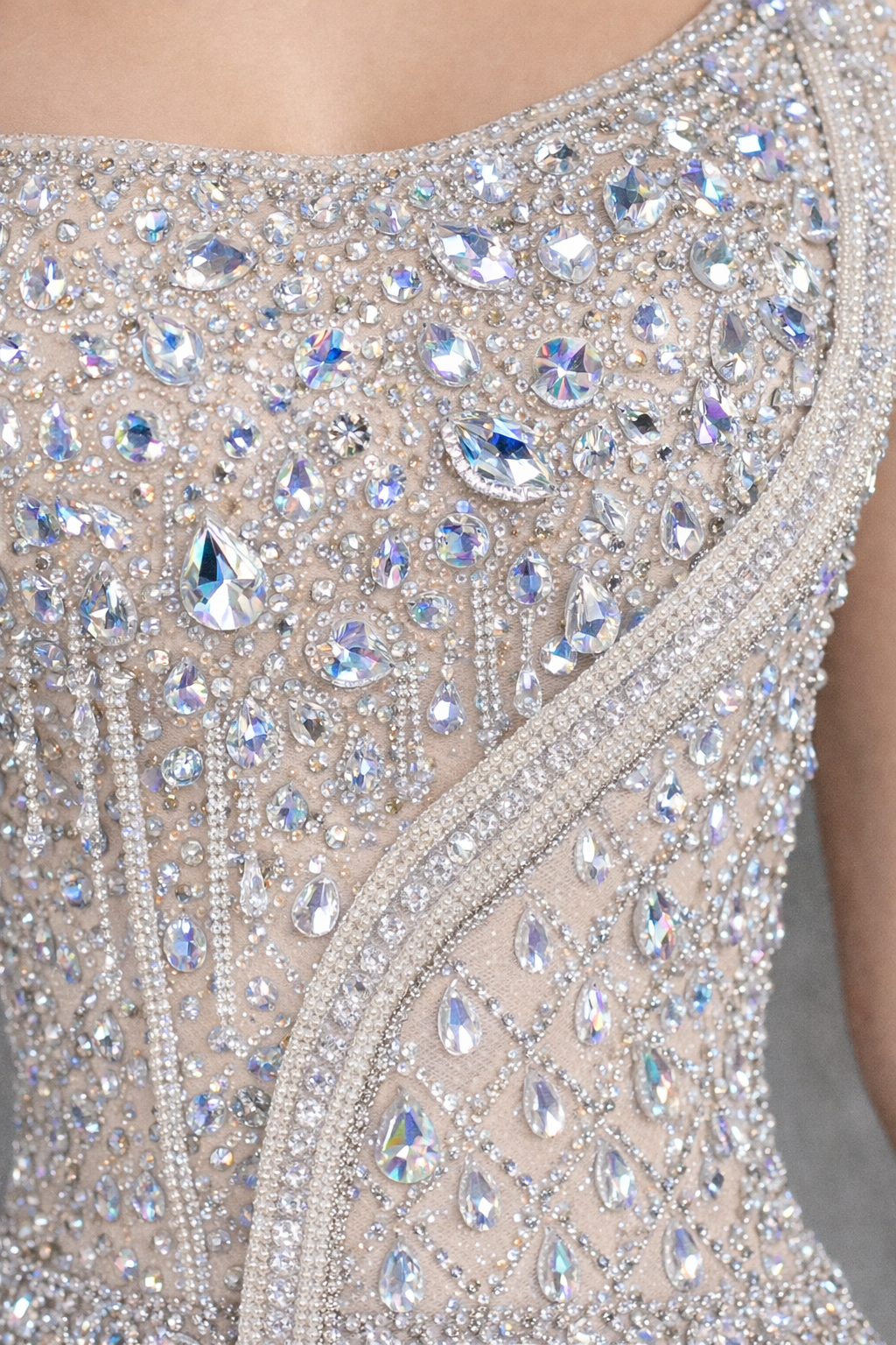 Dimond Gown — Crystal-Encrusted Sheer Mermaid Dress