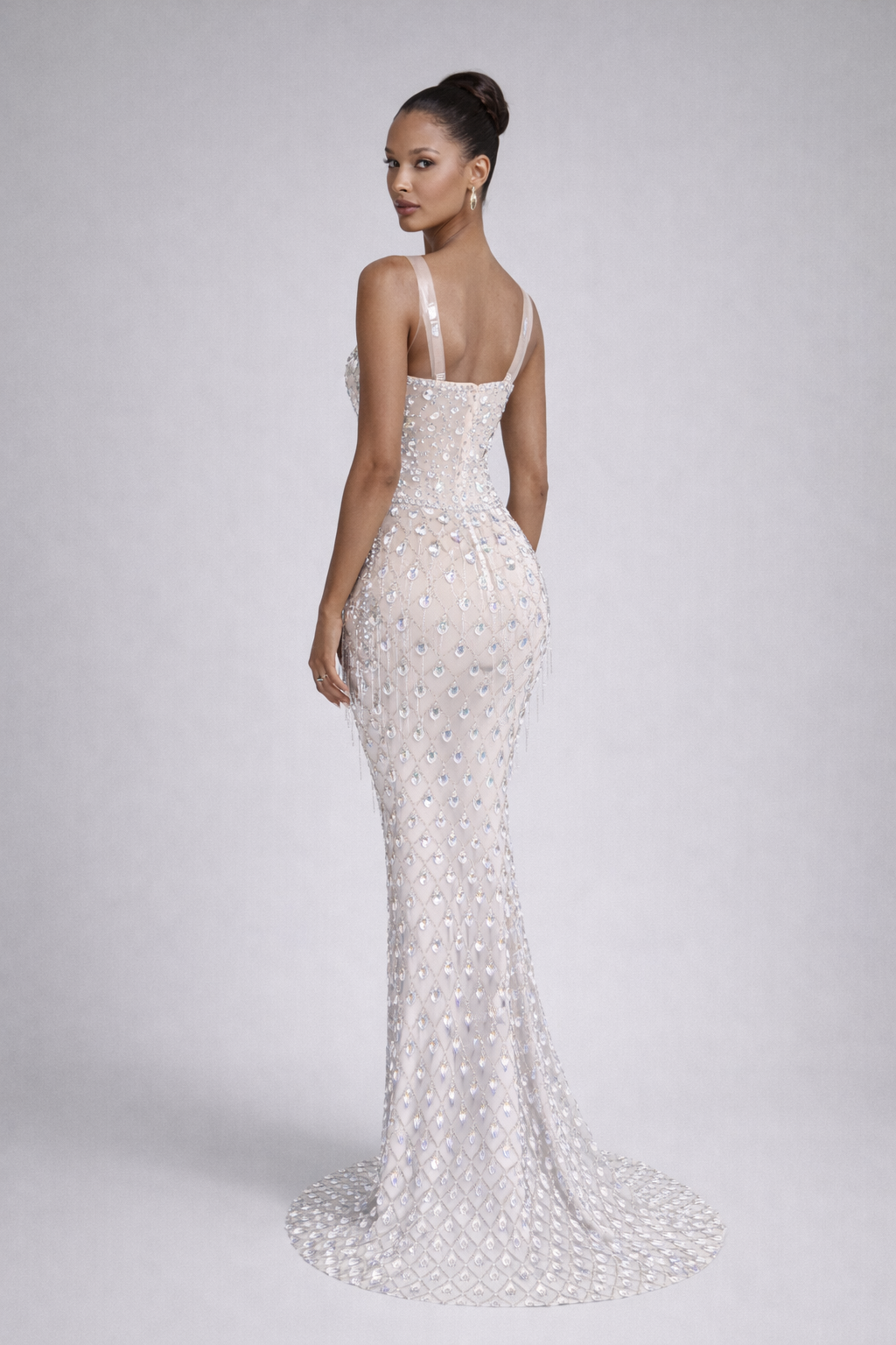 Dimond Gown — Crystal-Encrusted Sheer Mermaid Dress