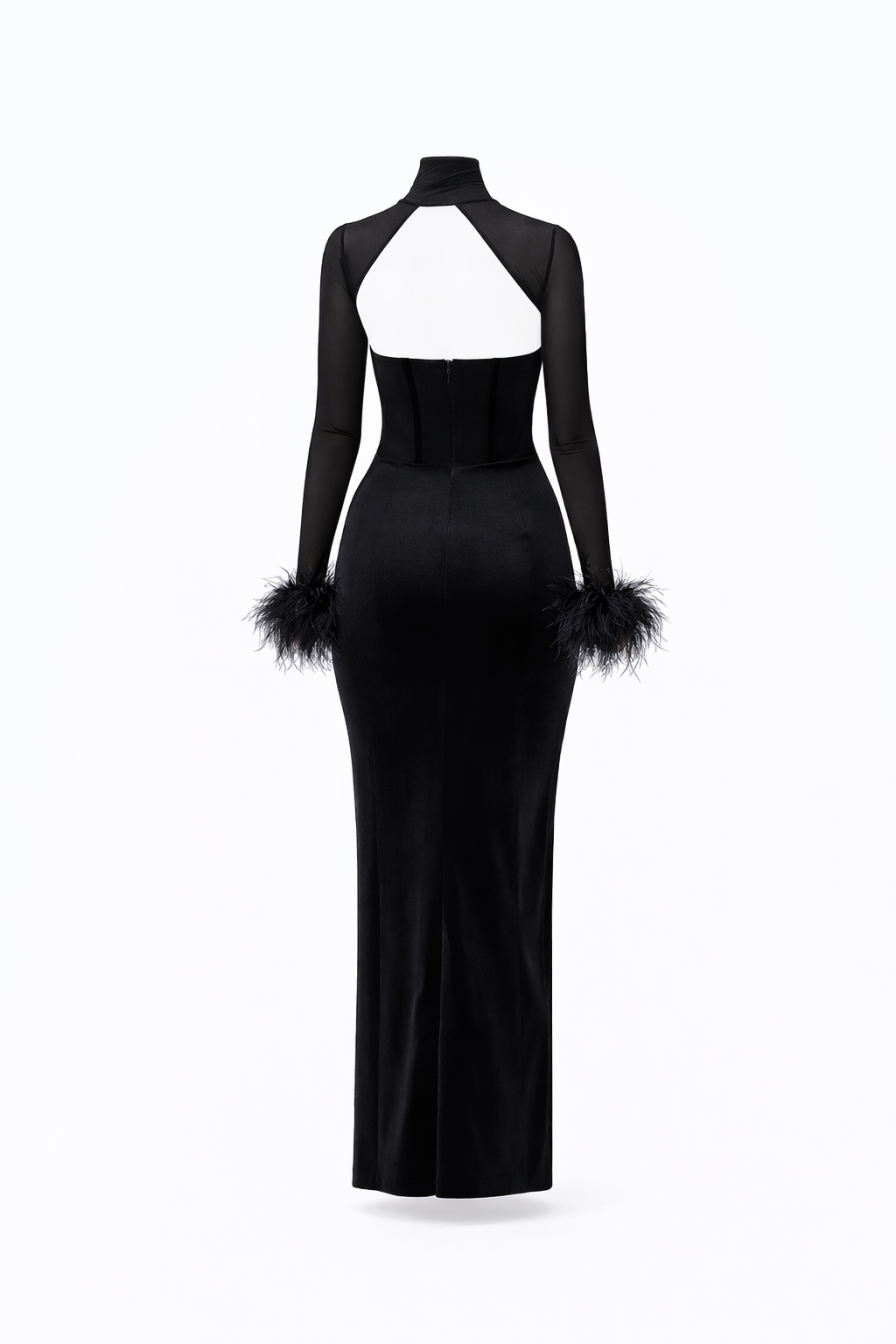 Bianca Velour Mesh Corset Maxi Dress
