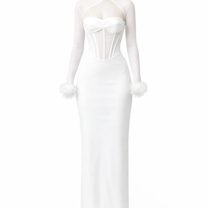 Bianca Velour Mesh Corset Maxi Dress