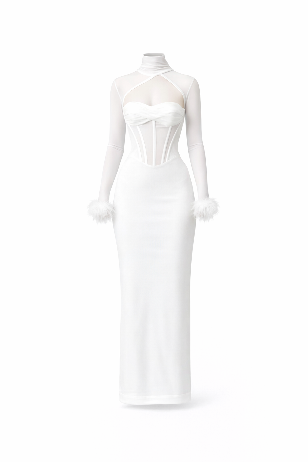 Bianca Velour Mesh Corset Maxi Dress