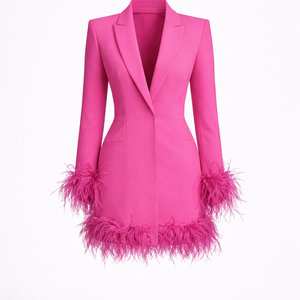 Valentina Feather-Trim Blazer Dress