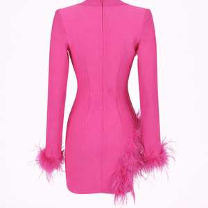 Valentina Feather-Trim Blazer Dress
