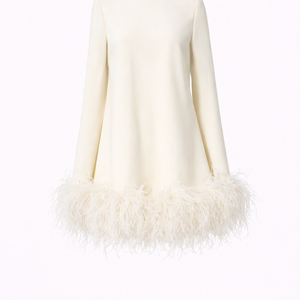 Odette Feather-Hem Turtleneck Mini Dress