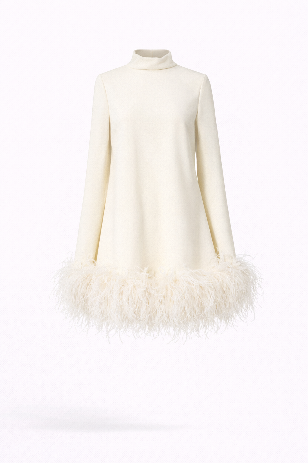 Odette Feather-Hem Turtleneck Mini Dress