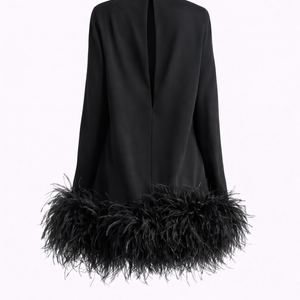 Odette Feather-Hem Turtleneck Mini Dress