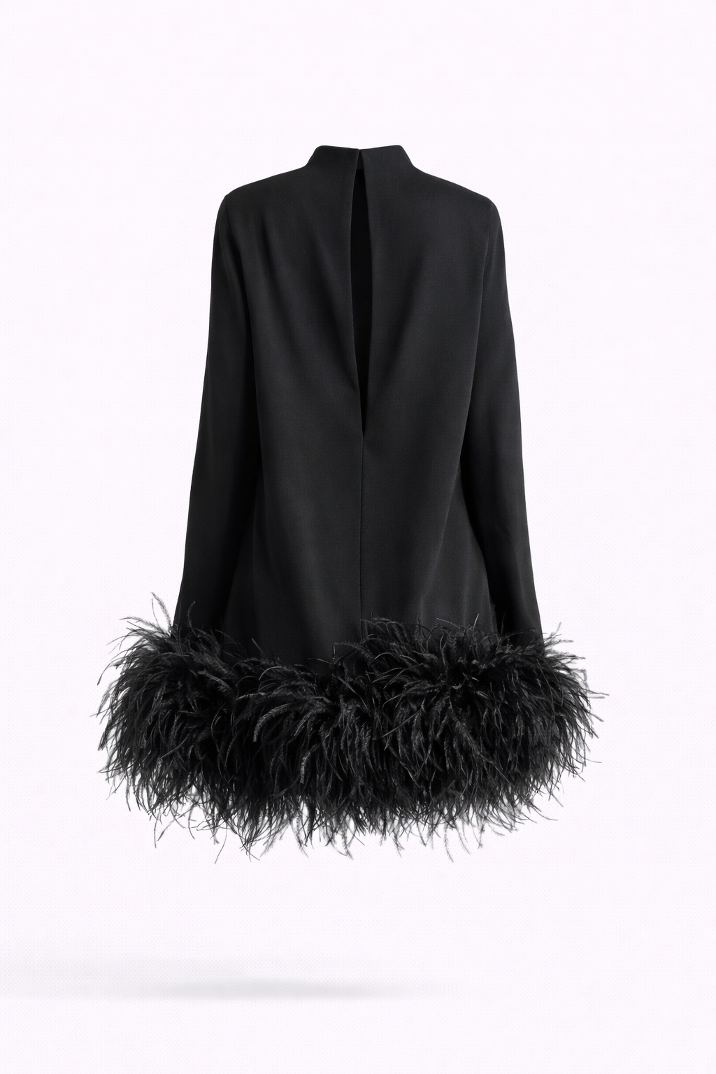 Odette Feather-Hem Turtleneck Mini Dress