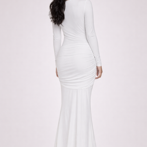 Selene Ruched Mesh Panel Maxi Dress