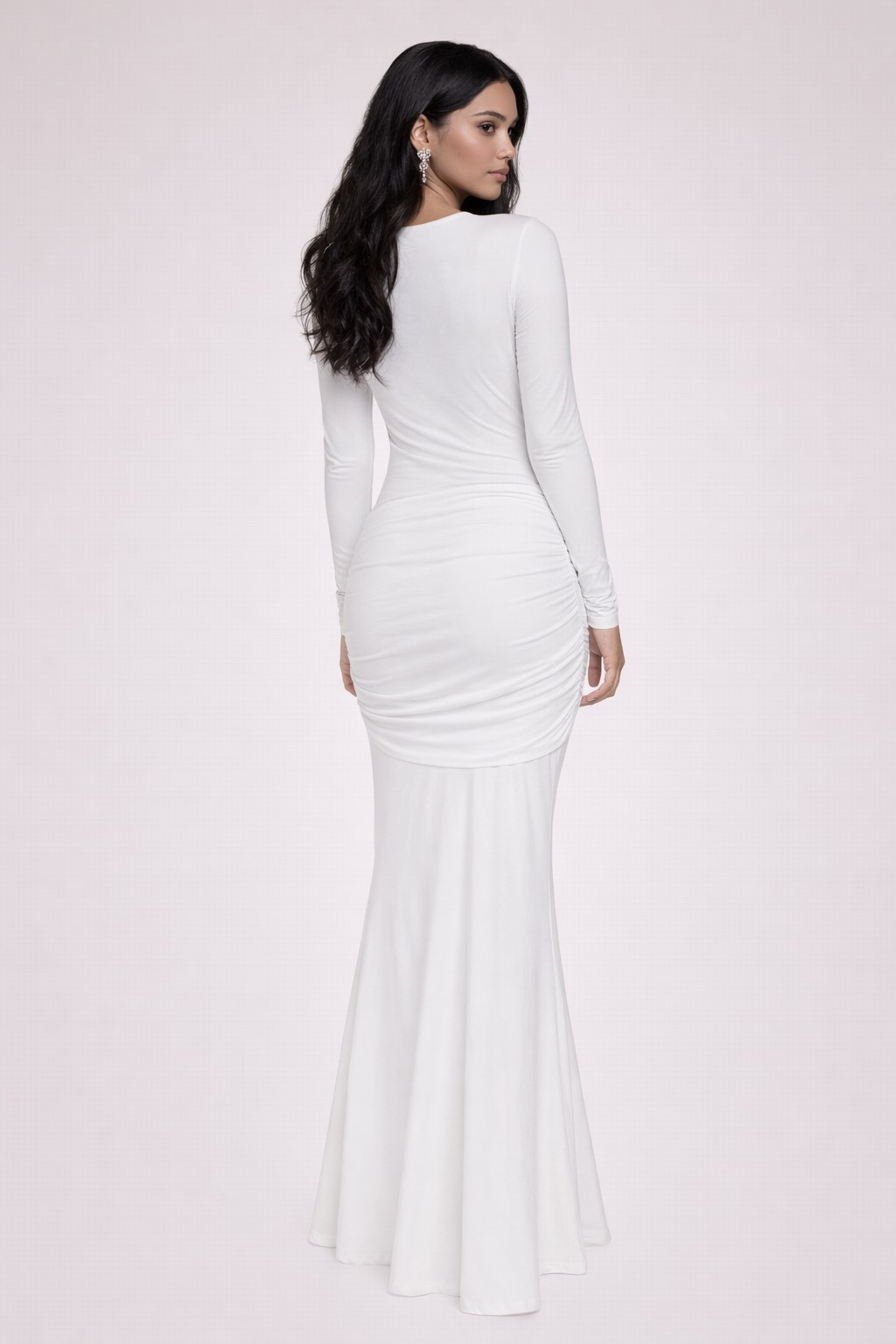Selene Ruched Mesh Panel Maxi Dress