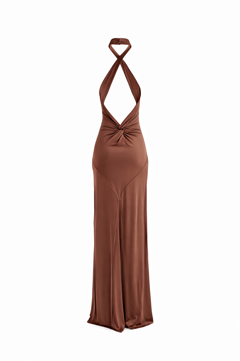 THE TULUM HALTER GOWN — Twisted Neckline Backless Maxi