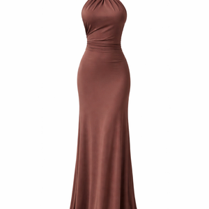 THE TULUM HALTER GOWN — Twisted Neckline Backless Maxi