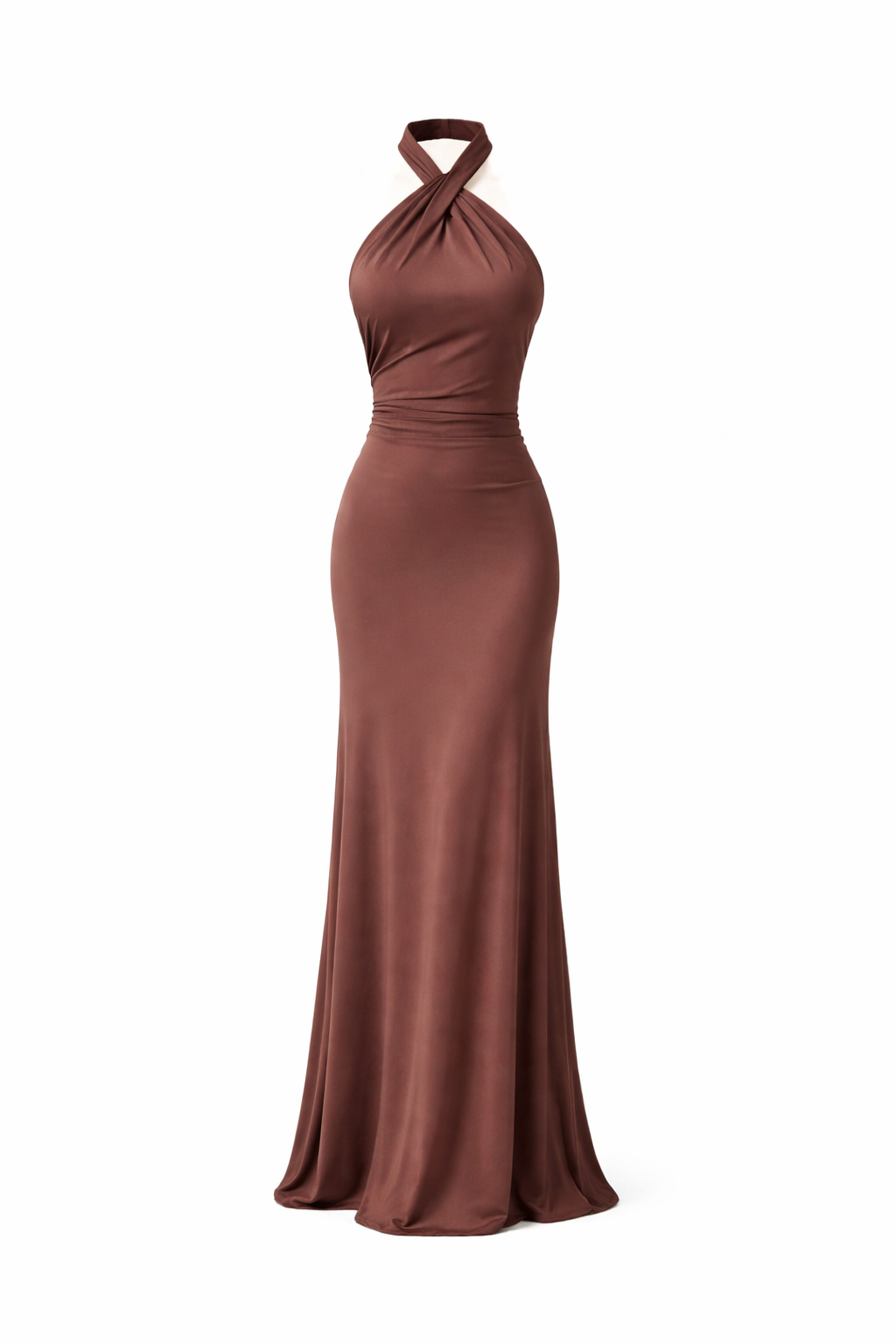 THE TULUM HALTER GOWN — Twisted Neckline Backless Maxi