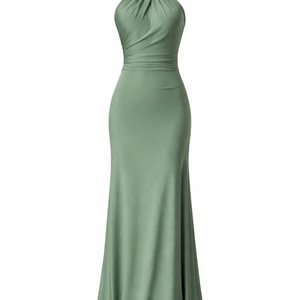 THE TULUM HALTER GOWN — Twisted Neckline Backless Maxi