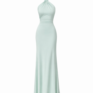 THE TULUM HALTER GOWN — Twisted Neckline Backless Maxi