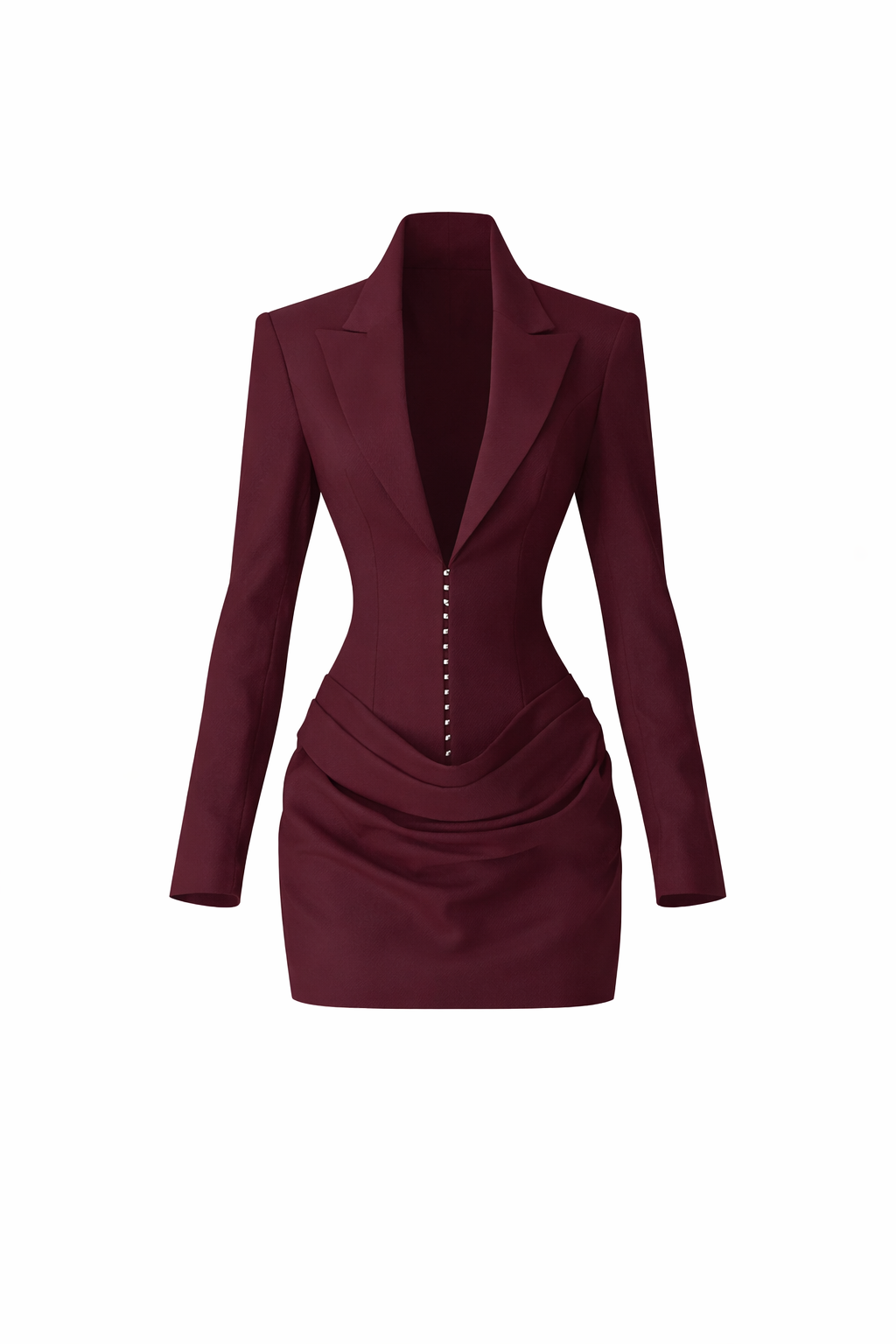THE INES DRESS — Deep-V Blazer Mini with Hook-Eye Closure
