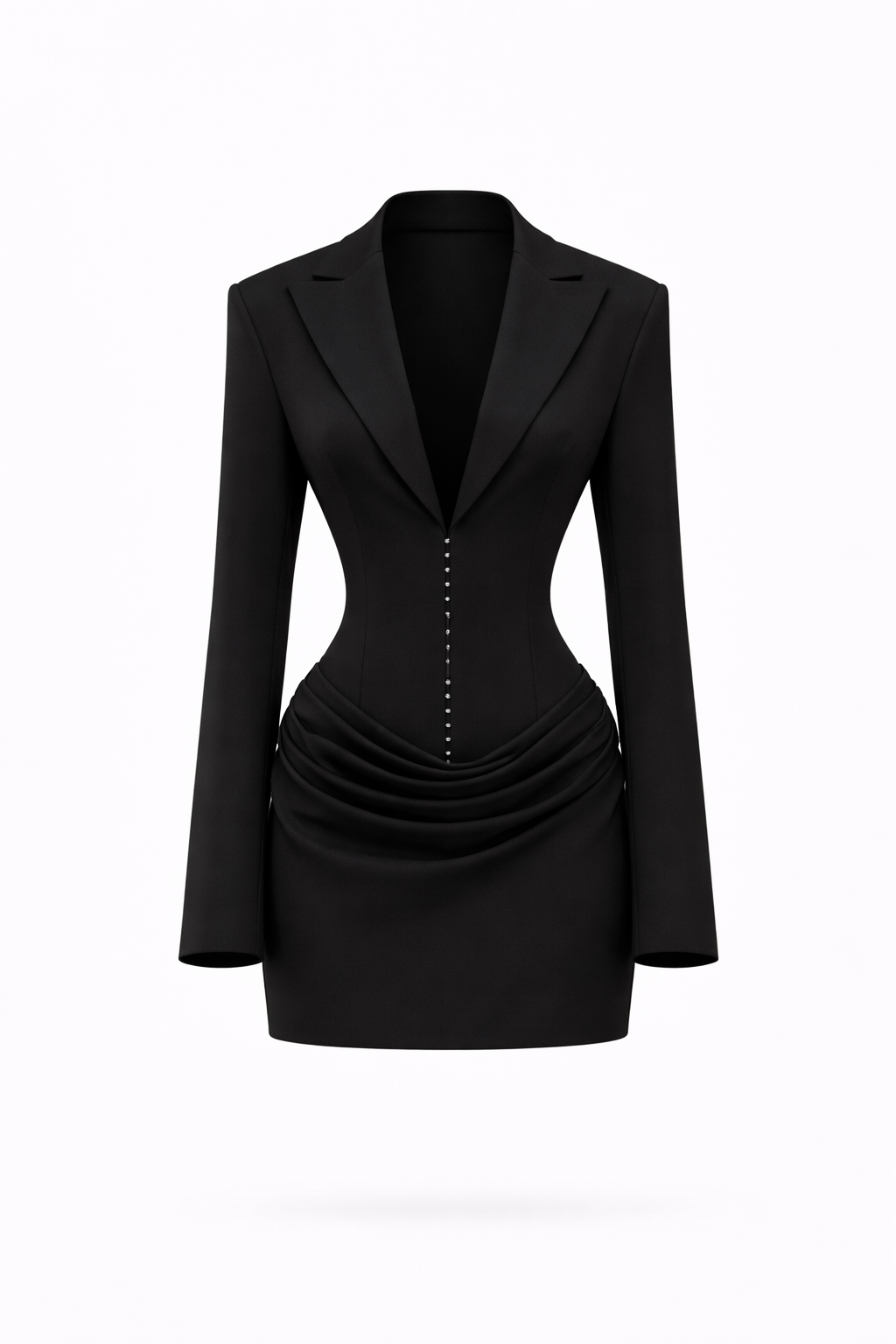THE INES DRESS — Deep-V Blazer Mini with Hook-Eye Closure