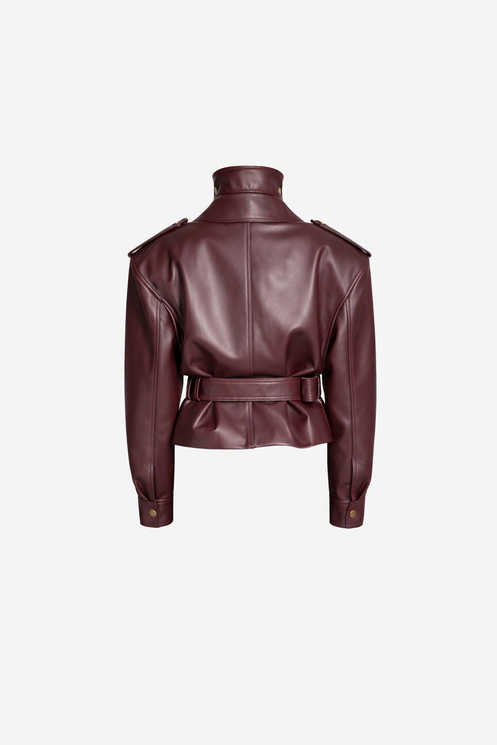 VIVIENNE JACKET — Structured Faux Leather with Belted Waist