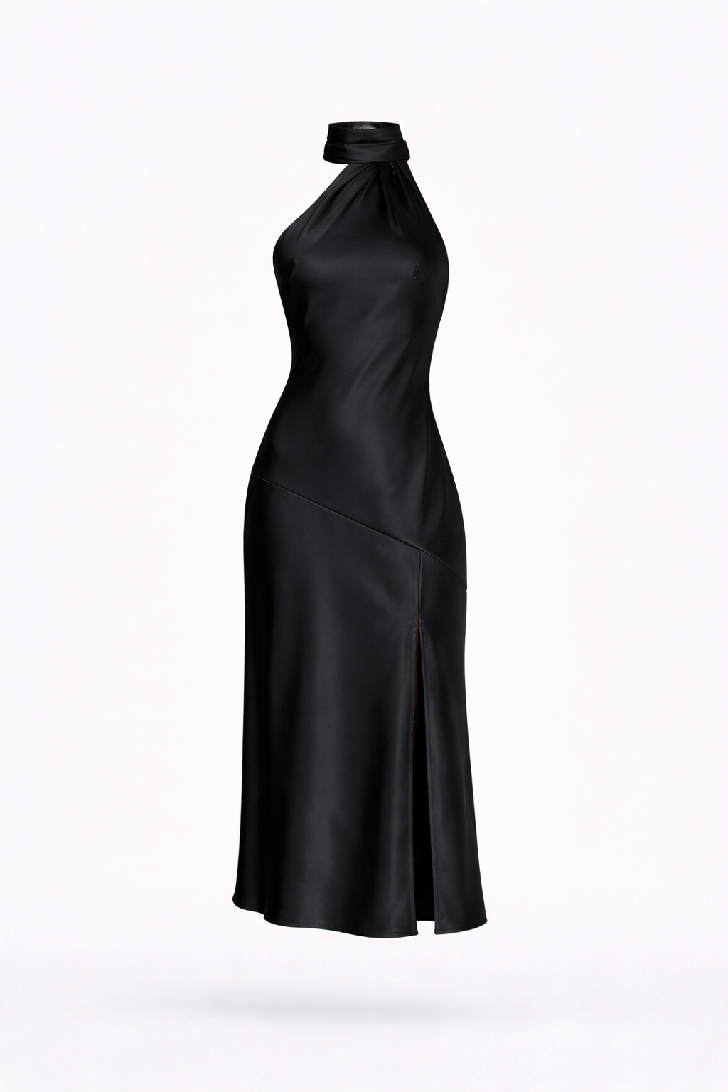 MIRA DRESS — Satin Halter Silhouette