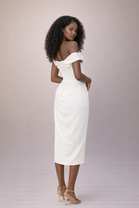 AURELIA DRESS — Asymmetric Corset Midi with Slit