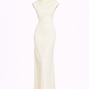 THE LYRA DRESS — Backless Draped Column Gown