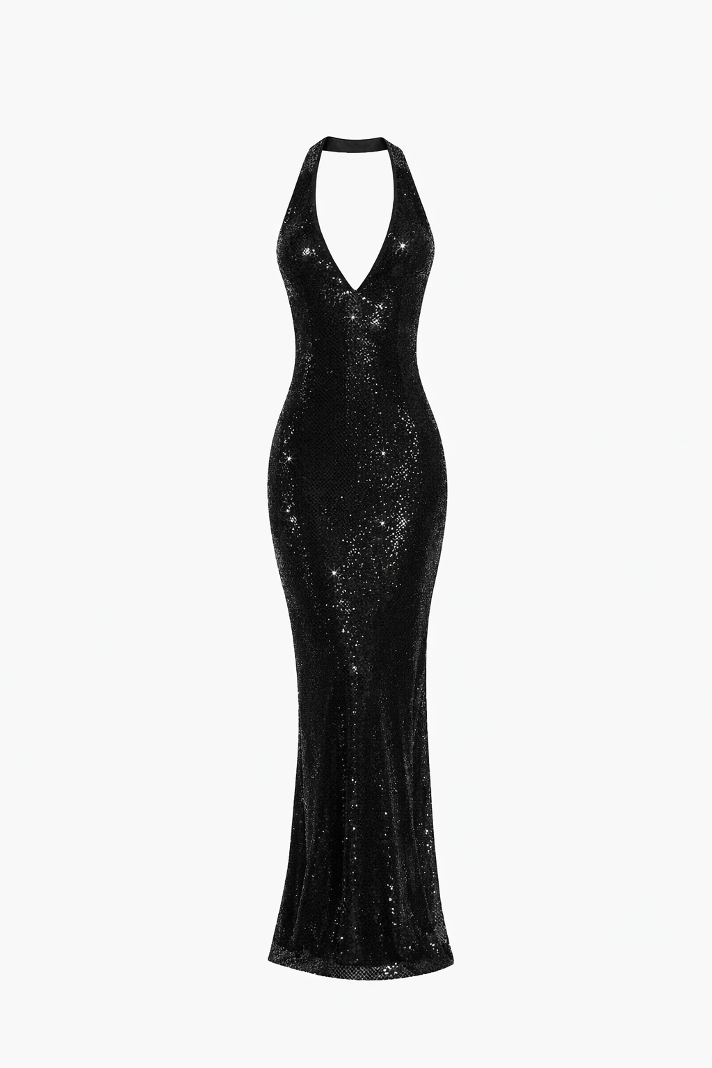 ELENA GOWN — Halter Sequin Column Maxi