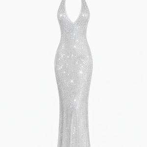 ELENA GOWN — Halter Sequin Column Maxi