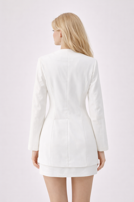 MADELEINE SET — Round-Neck Tailored Jacket with Mini Skirt