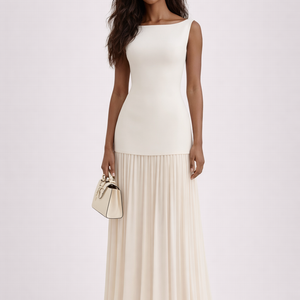 FLORENCE DRESS — Sleeveless Bodice with Pleated Maxi Skirt