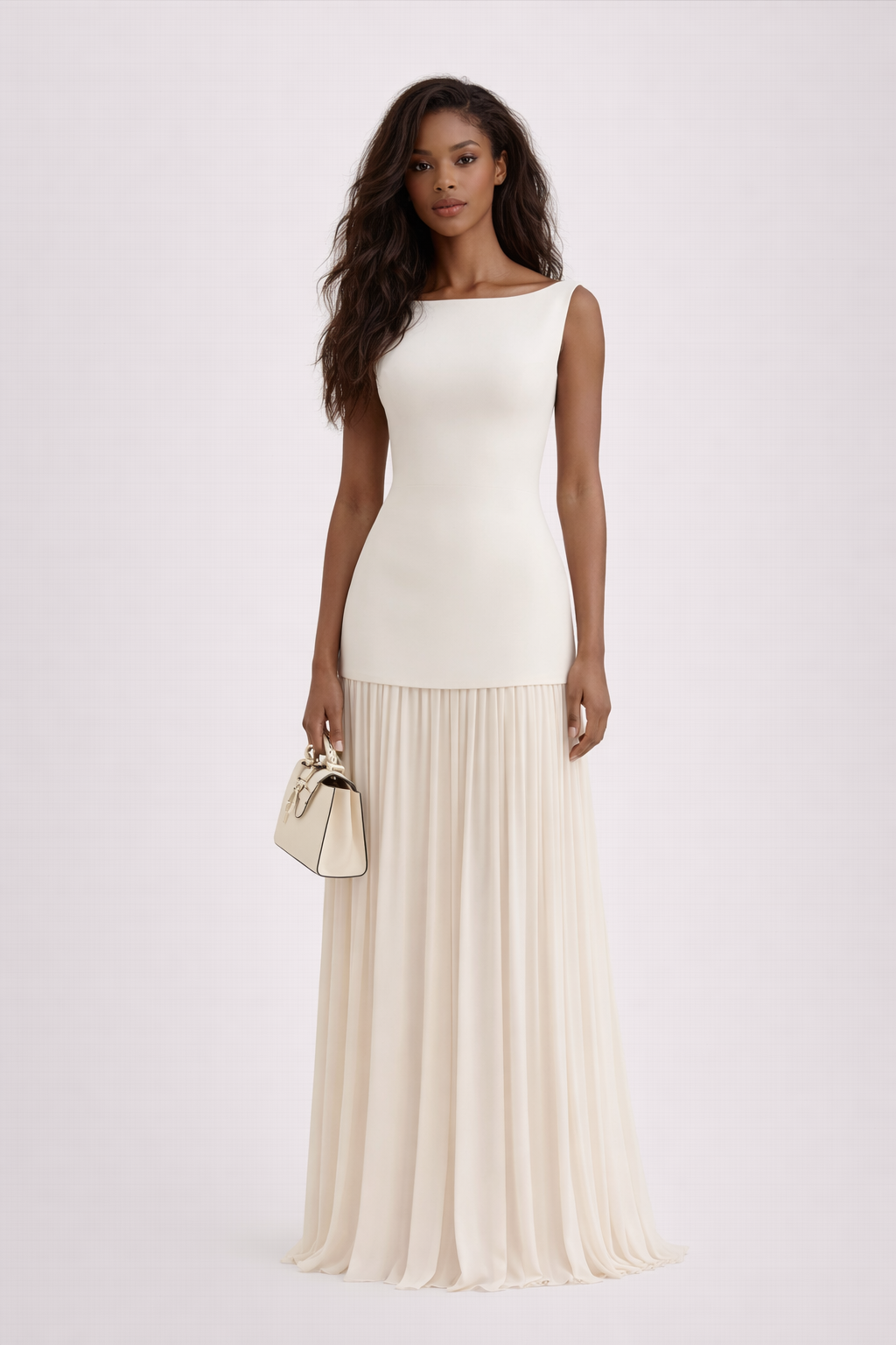 FLORENCE DRESS — Sleeveless Bodice with Pleated Maxi Skirt