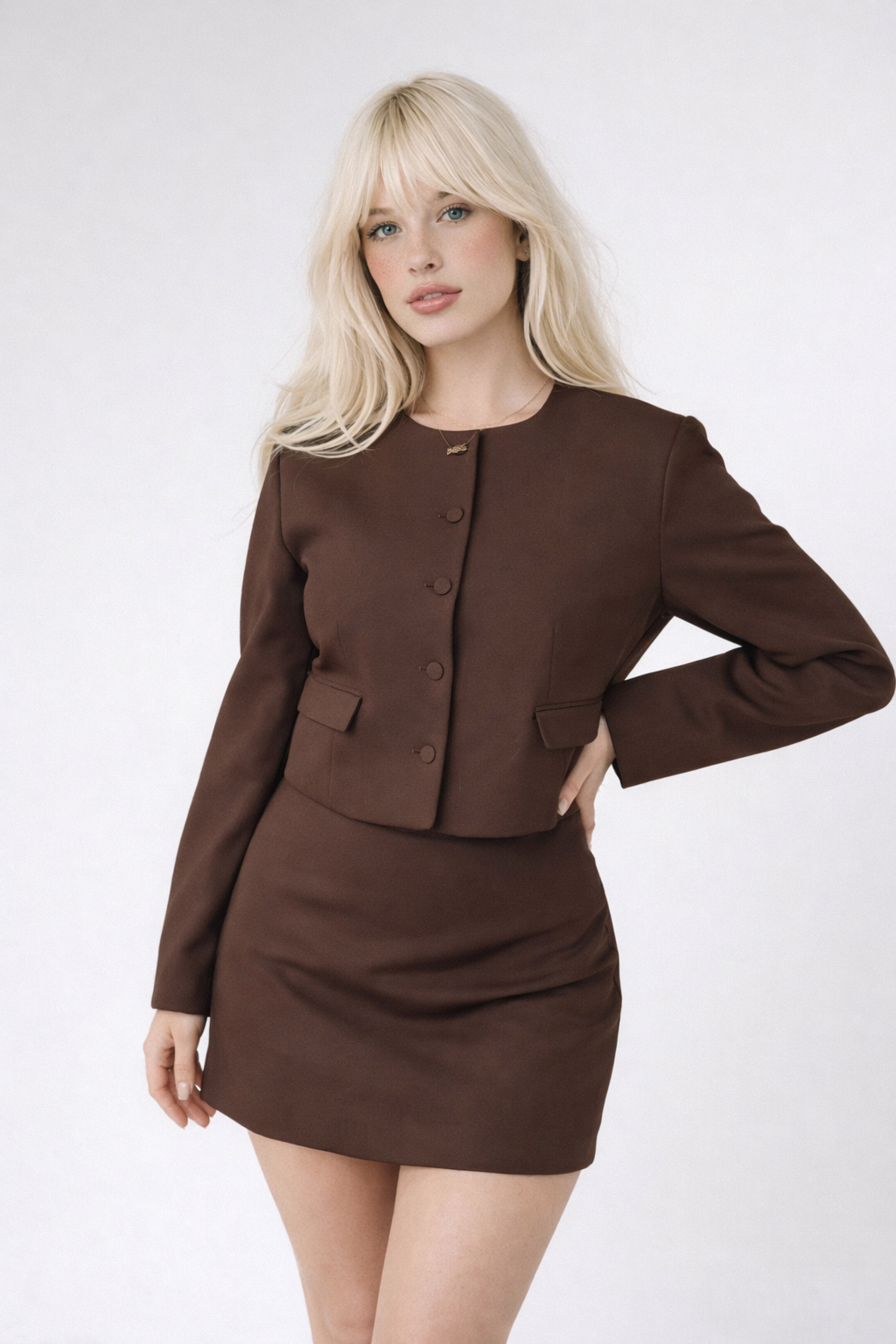 ÉLAN MINI SUIT SET — Tailored Jacket & Skirt Set