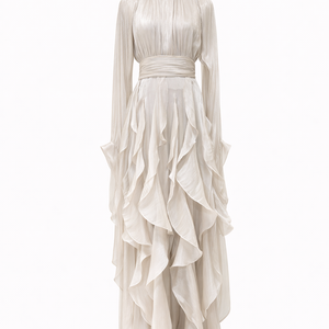SERAPHINE RUFFLED GOWN — Pleated Maxi Dress