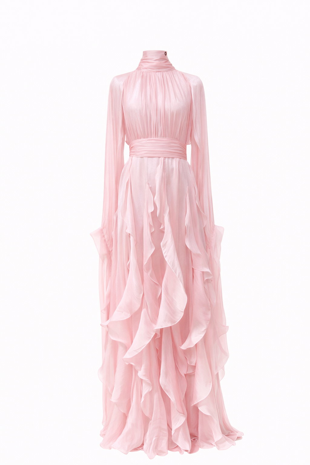 SERAPHINE RUFFLED GOWN — Pleated Maxi Dress