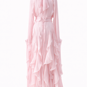 SERAPHINE RUFFLED GOWN — Pleated Maxi Dress