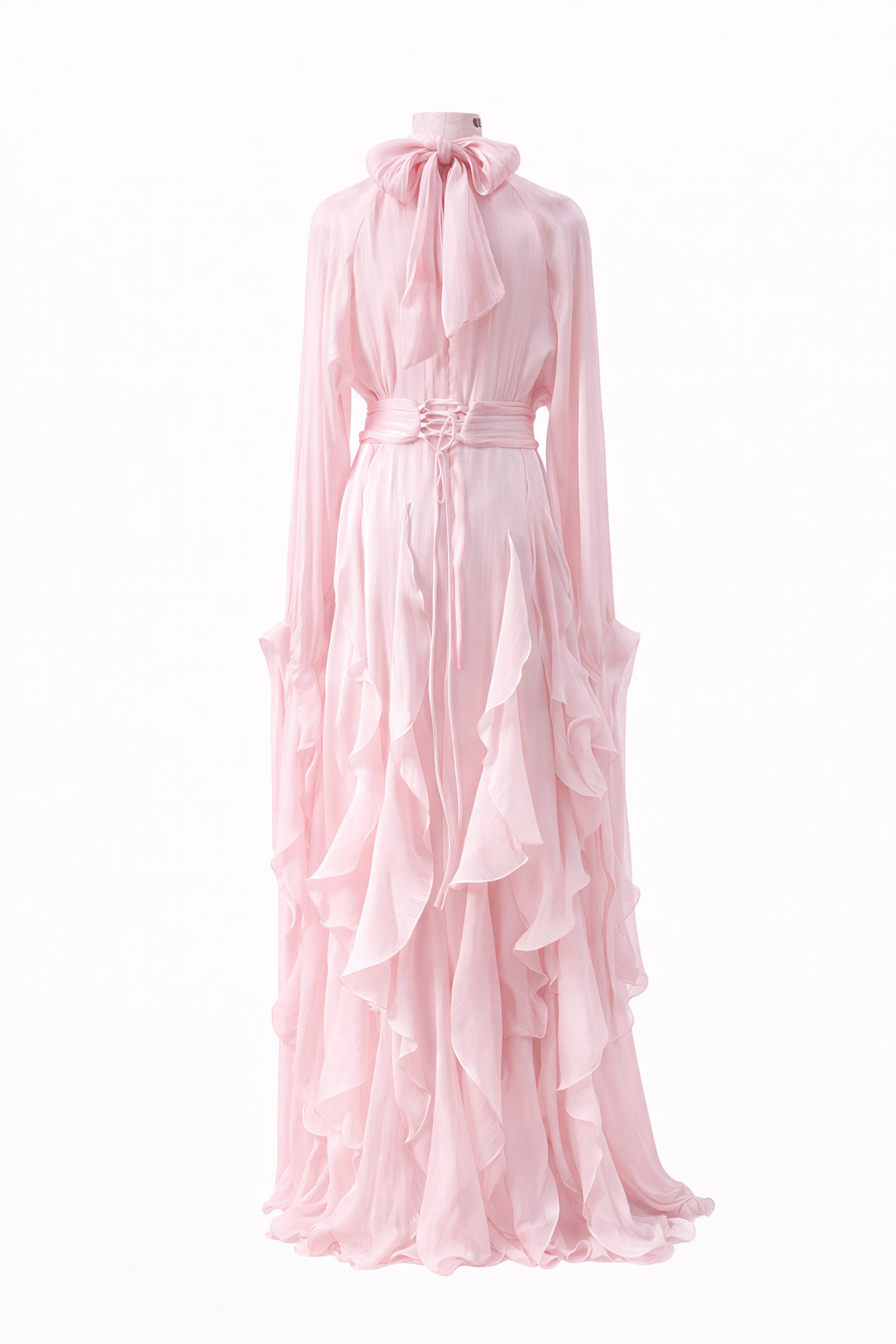 SERAPHINE RUFFLED GOWN — Pleated Maxi Dress
