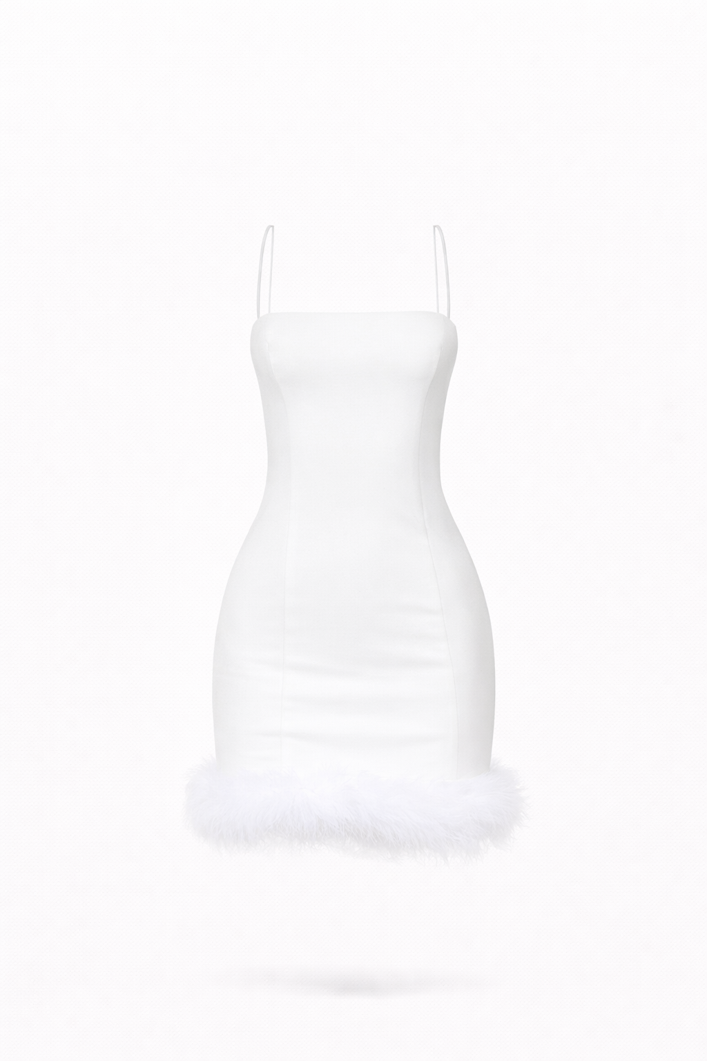 Aspen Feather-Hem Bodycon Mini Dress
