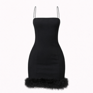 Aspen Feather-Hem Bodycon Mini Dress