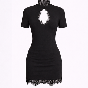 Sabine Lace Mini— Cutout Bodycon with Lace Trim